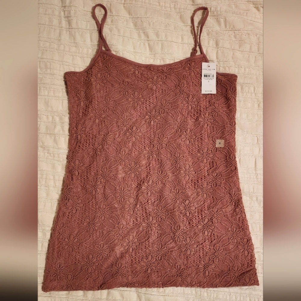 ANN TAYLOR Elegant Lace Sleeveless Top - Pink